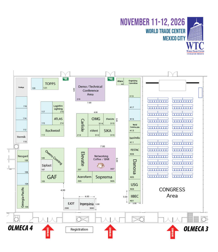 Plano del evento al 10 de septiembre de 2026, donde se ven las marcas confirmadas y espacios disponibles.